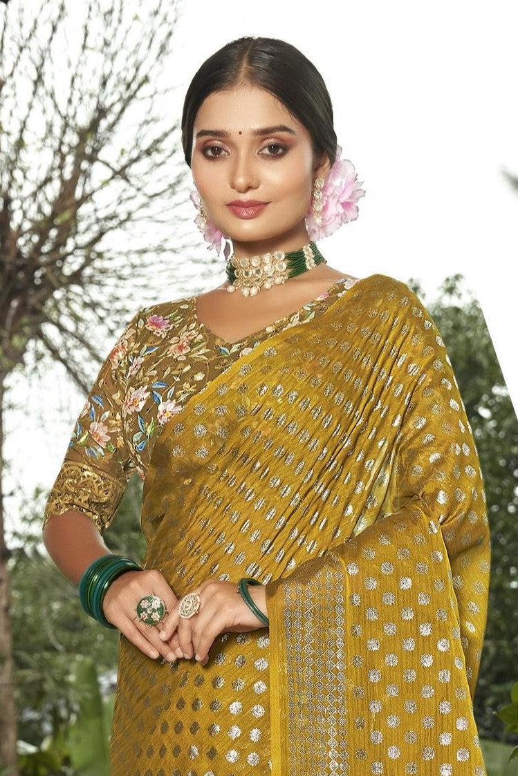 Lado Silver Digital  Moss Saree with Digital Printed Blouse and Best Selling Saree Design.