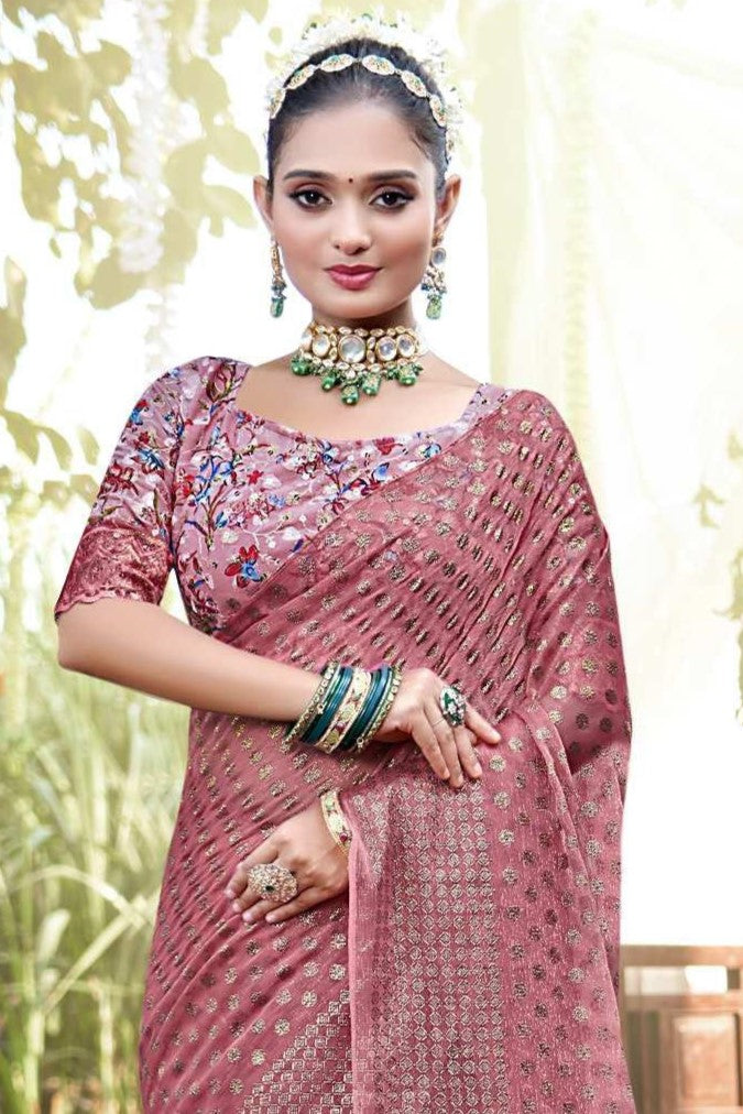 Lado Light  Moss  Saree with Digital Printed Blouse and Best Selling Saree Design