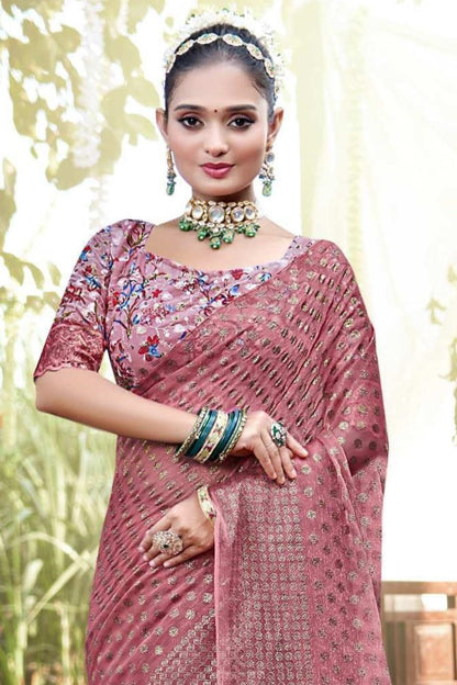 Lado Light  Moss  Saree with Digital Printed Blouse and Best Selling Saree Design