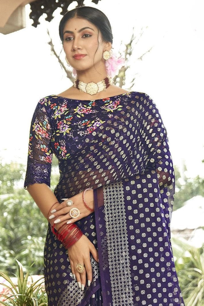 Lado Silver Digital  Moss Saree with Digital Printed Blouse and Best Selling Saree Design.
