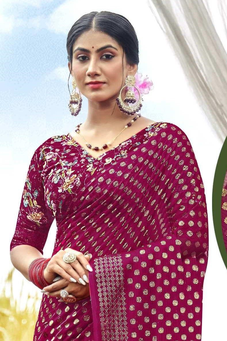 Lado Digital Gold Moss Saree with Digital Printed Blouse and Best Selling Saree Design *