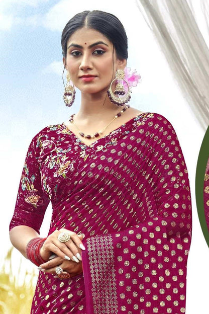 Lado Digital Gold Moss Saree with Digital Printed Blouse and Best Selling Saree Design *