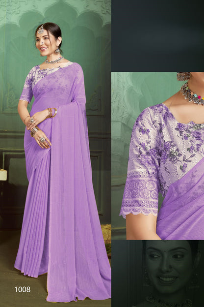 Rolex Light Saree in Elegant Chiffon Fabric – Radiate Grace!.
