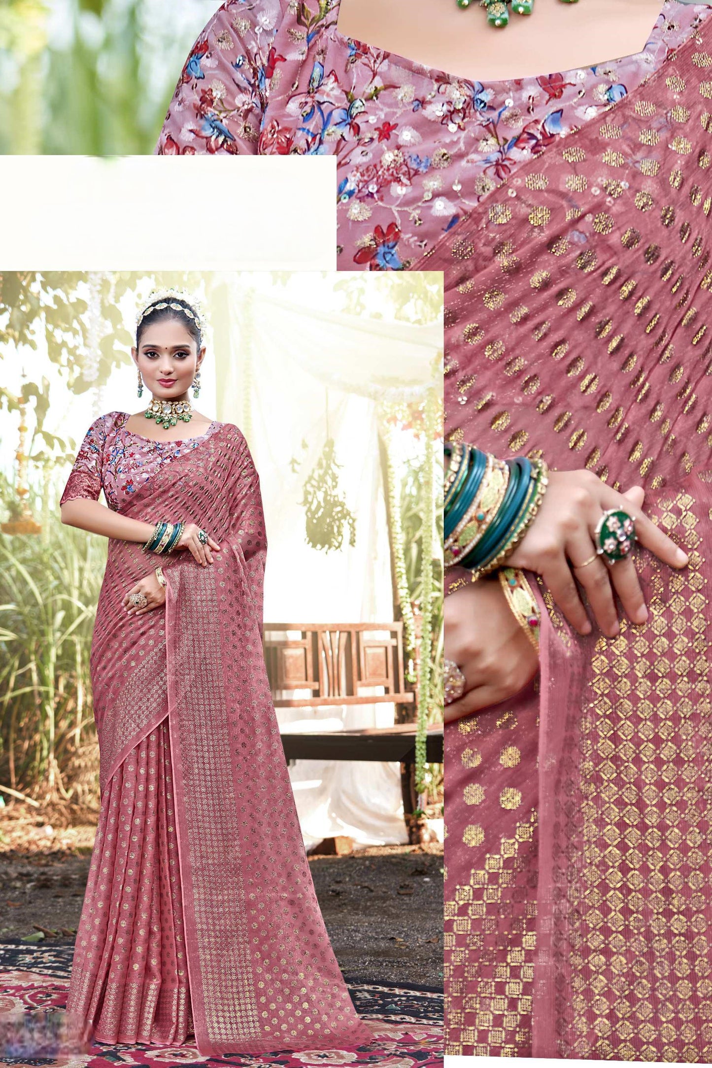 Lado Light  Moss  Saree with Digital Printed Blouse and Best Selling Saree Design