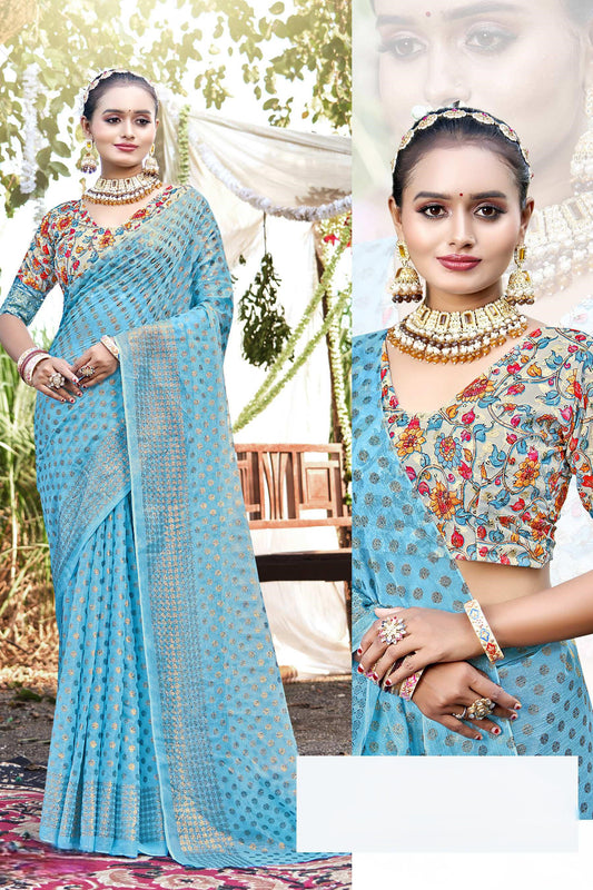 Lado Light  Moss  Saree with Digital Printed Blouse and Best Selling Saree Design