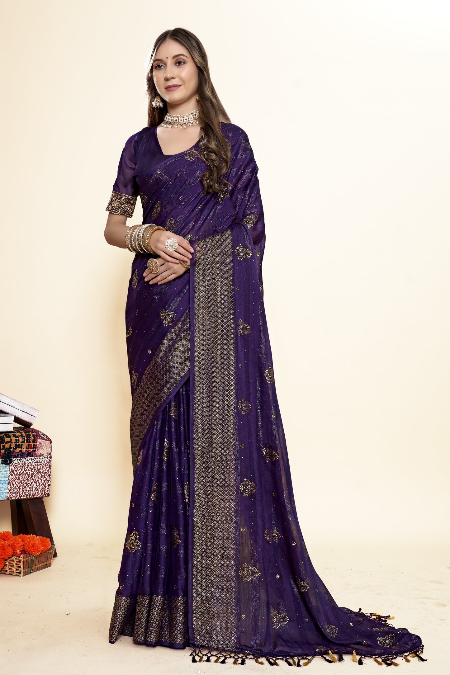 Shubhnamastu Multicolor Jari Patta Saree with Elegant Design (8 Colours Available).***